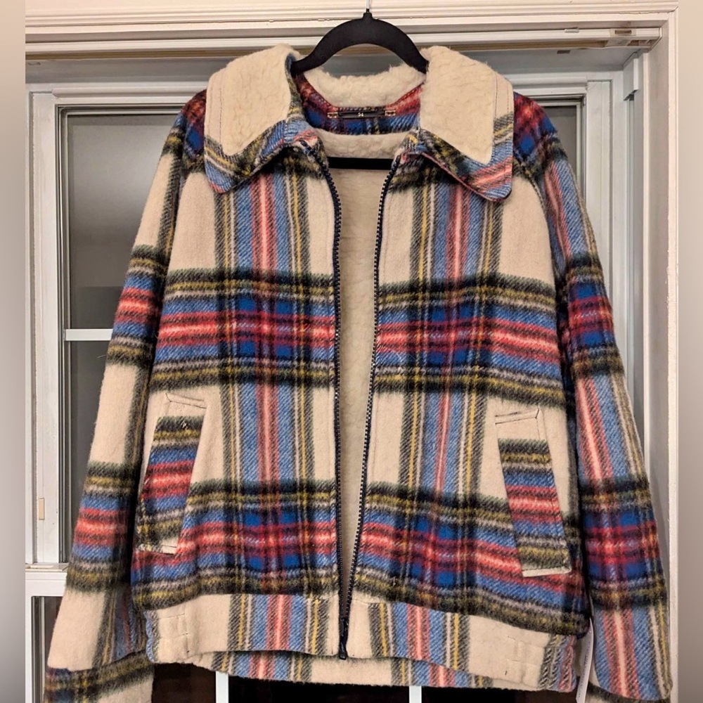 Vintage 100% Wool Cozy Plaid Zip-Up Jacket